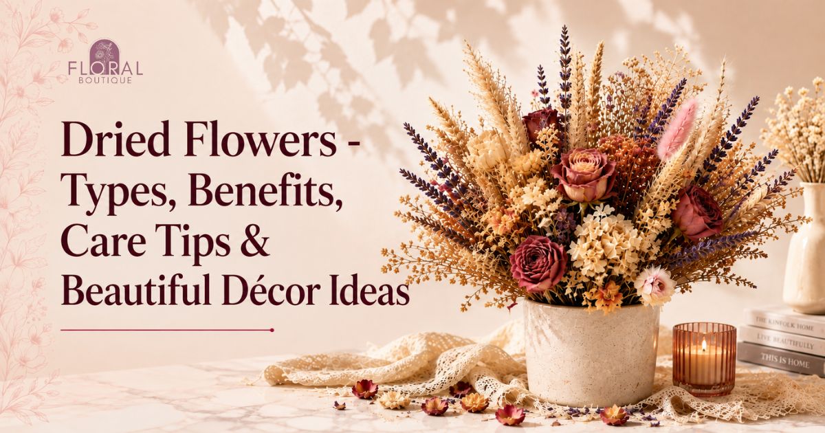 The Ultimate Guide to Dried Flowers: Types, Benefits, Care Tips & Beautiful Décor Ideas