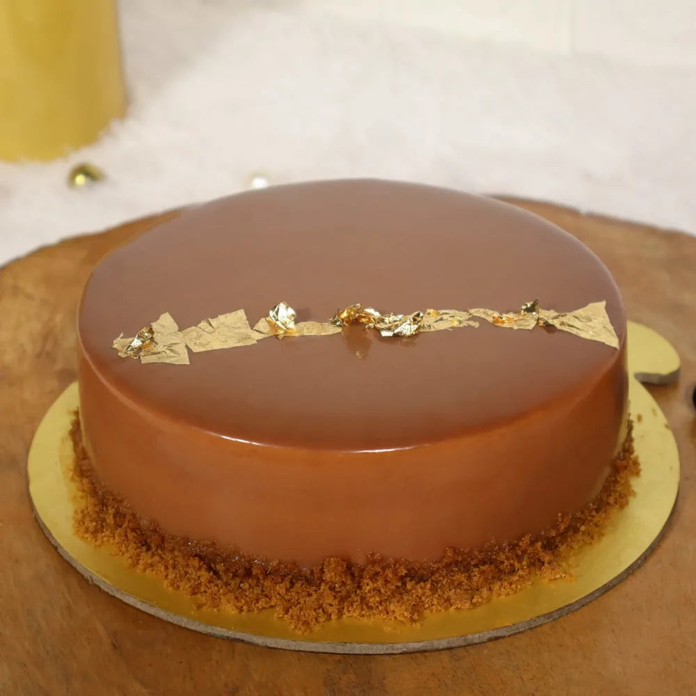 belgian bliss dark chocolate cheesecake eggless half kg cake front view