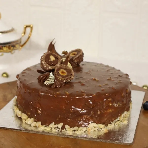 chocolate hazelnut cake front view 2