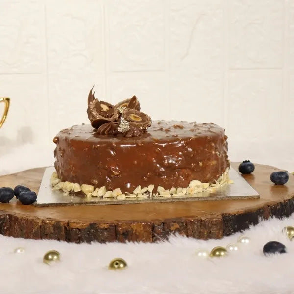 chocolate hazelnut cake front view