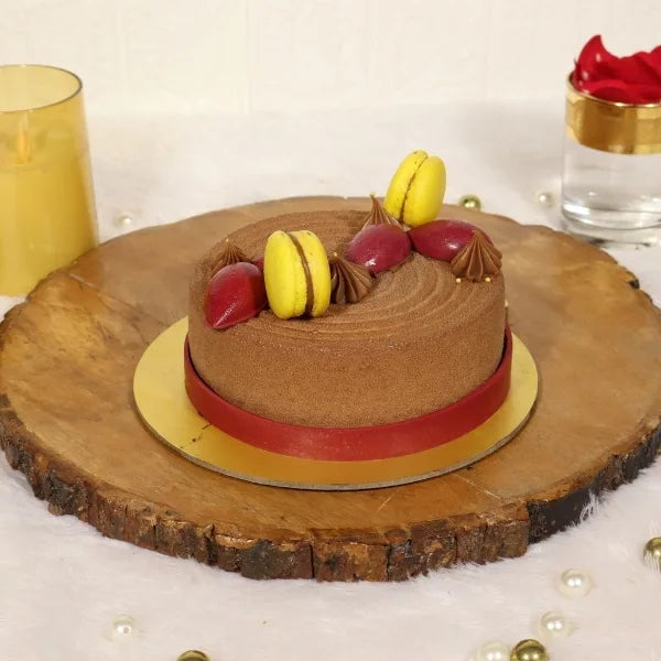chocolate reverie elegance cake eggless front view