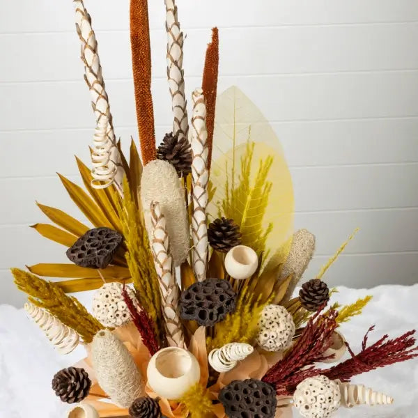 dry flowers arrangement natural elegance closeup view