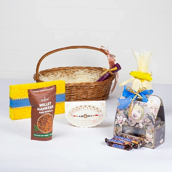 ethnic charm rakhi festive hamper front view