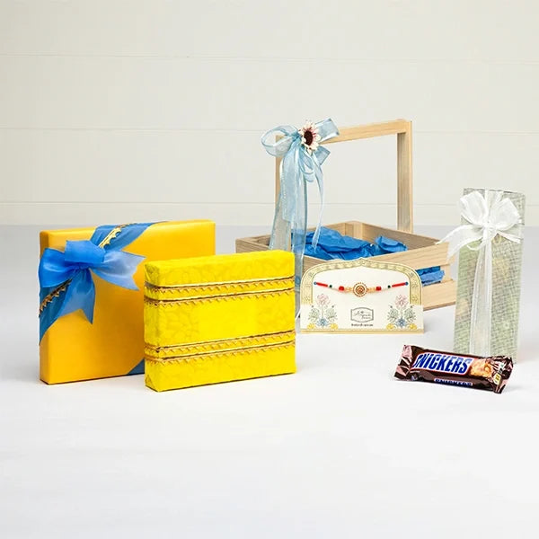 ethnic charm rakhi gourmet delights hamper front view