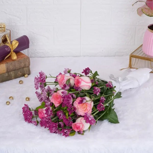floral harmony pink roses subscription top view 2