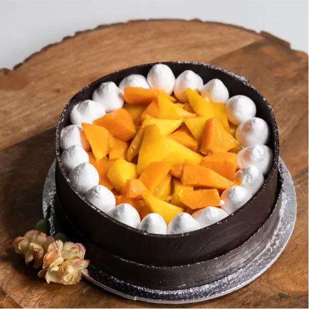 mango cheese cake one kg dark chocolate mould front view 2