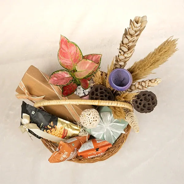 natures delightful treats basket hampers top view