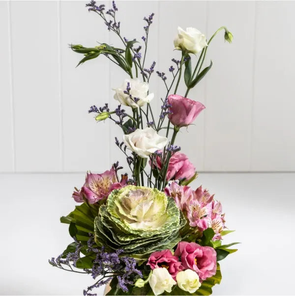 radiant floral delight small round golden vase close up view 2