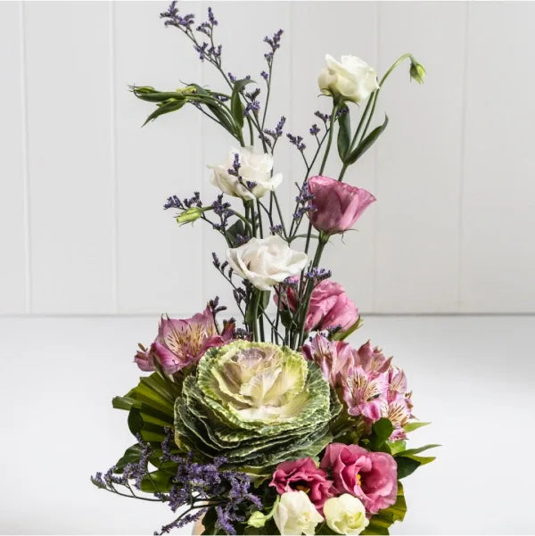 radiant floral delight small round golden vase close up view
