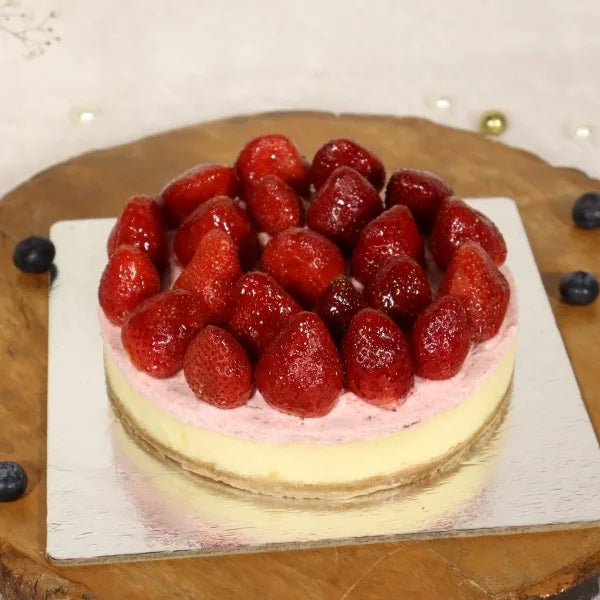 strawberry cake layered elegance top view