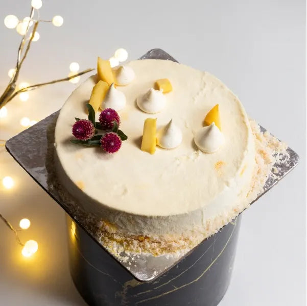 tropical delight mango lassi cake one kg top view
