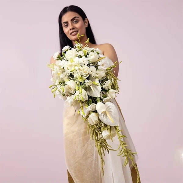 white rose bridal bouquet front view 2