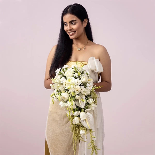 white rose bridal bouquet front view