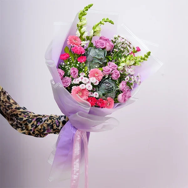 Lavender Dreamscape Flower Bouquet in Purple Paper
