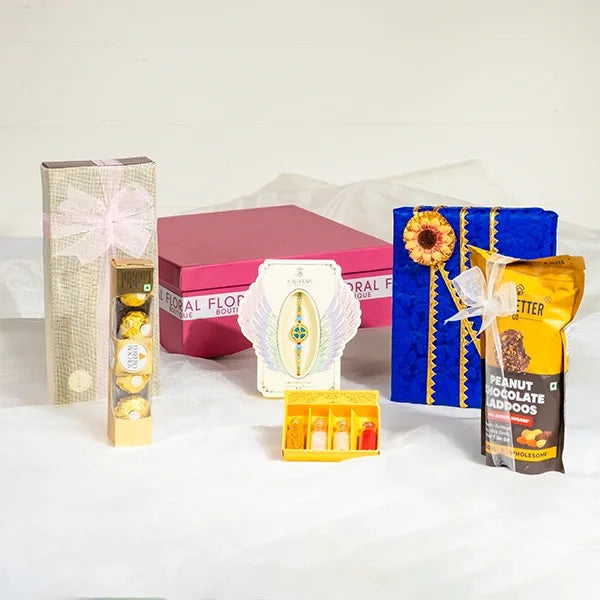 aqua divine rakhi grand perfume hamper front view