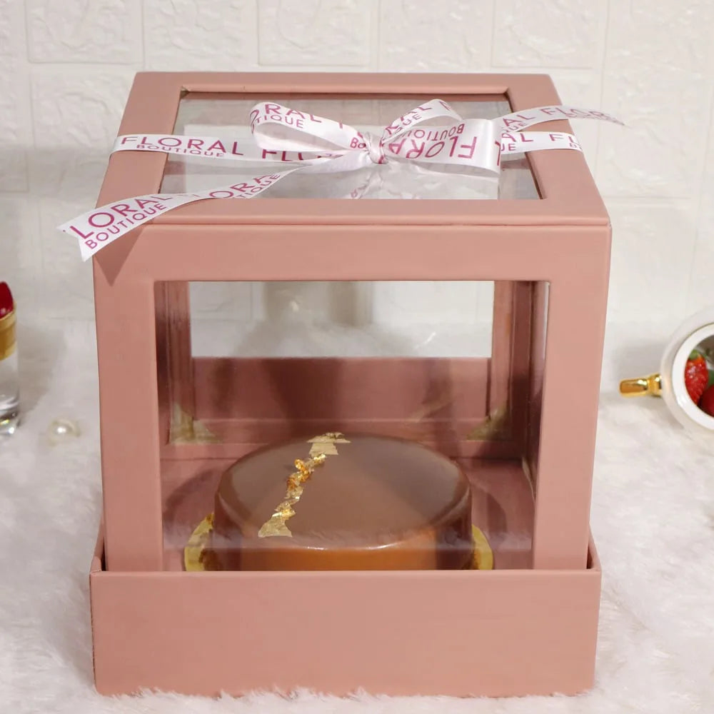 belgian bliss dark chocolate cheesecake eggless half kg cake box view