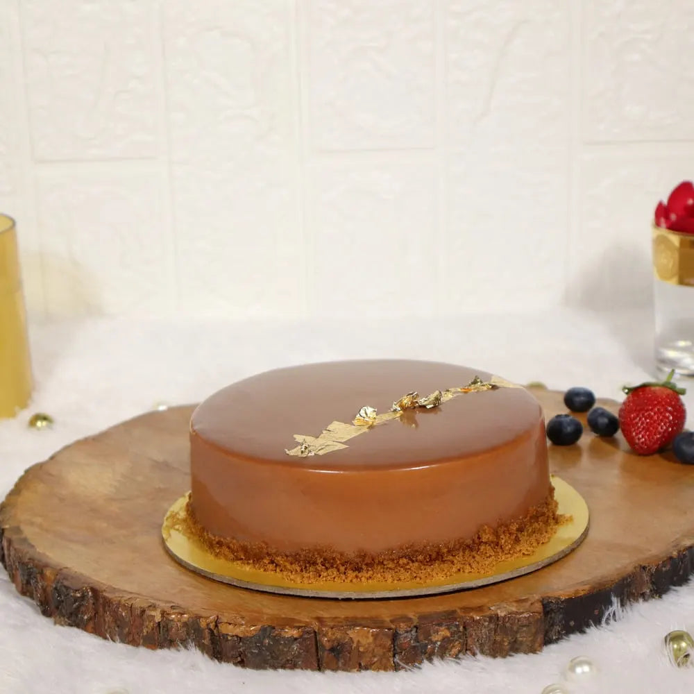 belgian bliss dark chocolate cheesecake eggless half kg cake front view 2