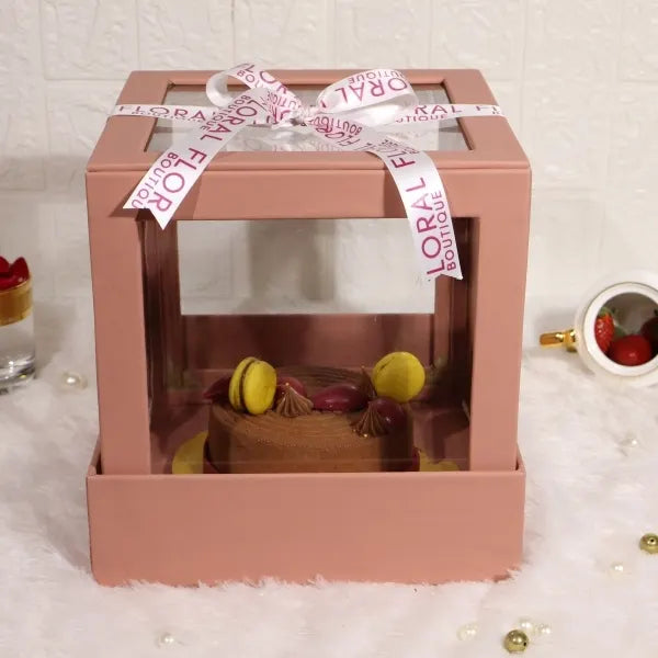 chocolate reverie elegance cake eggless box view