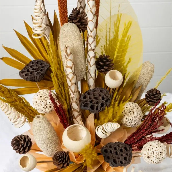 dry flowers arrangement natural elegance closeup view 2