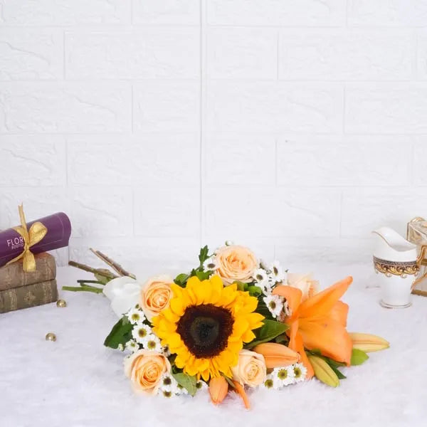 golden glow yellow mix flower bouquet subscription front view 2