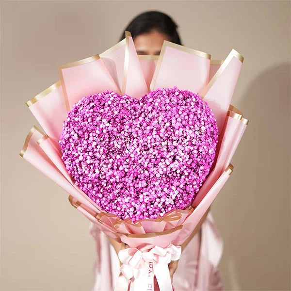heart shaped gypso bouquet  lifestyle view