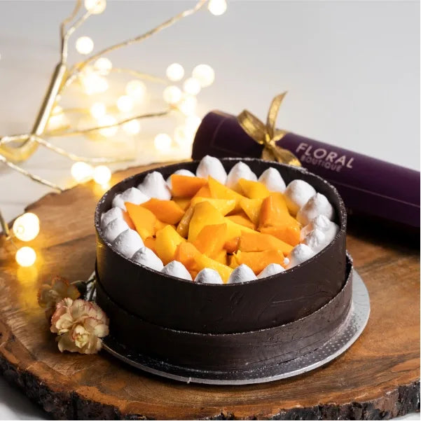mango cheese cake one kg dark chocolate mould front view