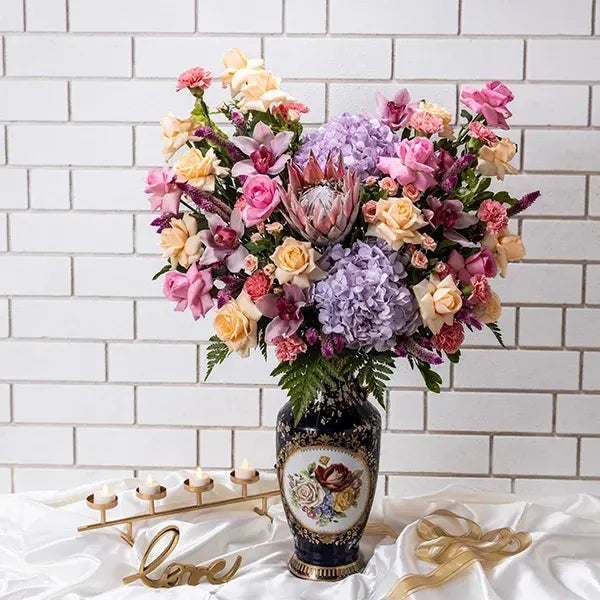 mixed fancy flower vase arrangements front view