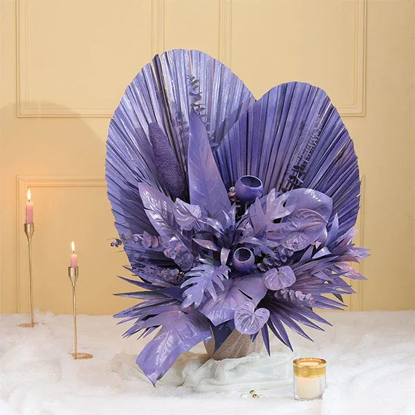 purple dried flower arrangement front view 2
