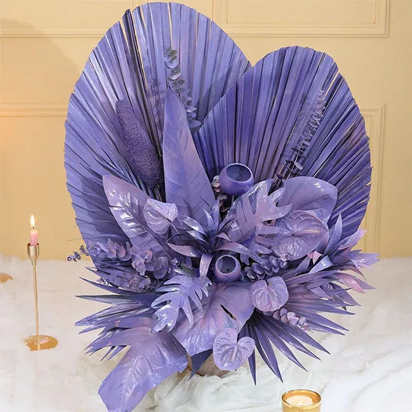 purple dried flower arrangement front view 3