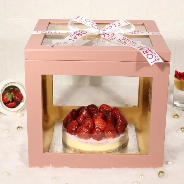 strawberry cake layered elegance box view