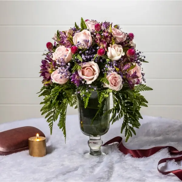 Radiant Delight Floral Arrangement in Glass Vase - Embrace the Beauty of Elegance and Color