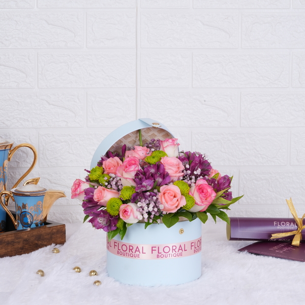 Blossom Bliss – Elegant Pink & Blue Floral Box