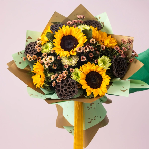 Sunflower and Santini Shade Floral Bouquet - Capture the Essence of Summer